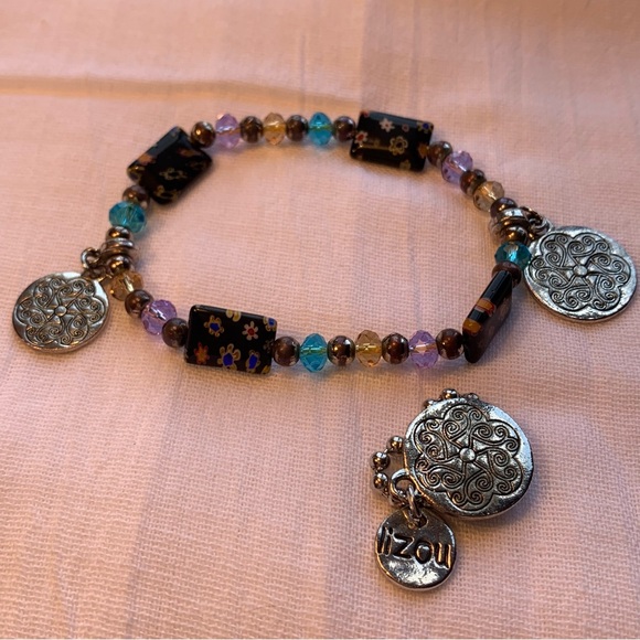 Luzou Coin Bracelet 4 Layers Silvertone - Picture 9 of 11